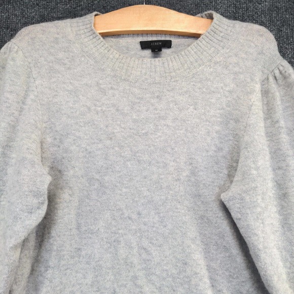 J. Crew Women's Pullover Sweater Gray Medium Long Sleeve Crew Neck Merino Alpaca - Picture 3 of 13